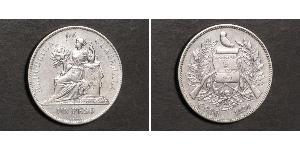 1 Peso República de Guatemala (1838 - ) Silber 