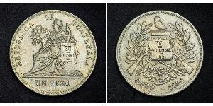 1 Peso República de Guatemala (1838 - ) Silber 