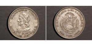 1 Peso El Salvador (1821 - ) Silver Christopher Columbus (1451 - 1506)