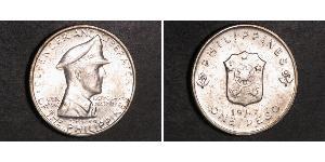 1 Peso Philippines Silver Douglas MacArthur (1880 - 1964) 