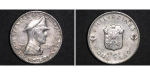 1 Peso Philippines Silver Douglas MacArthur (1880 - 1964) 