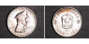 1 Peso Philippines Silver Douglas MacArthur (1880 - 1964) 