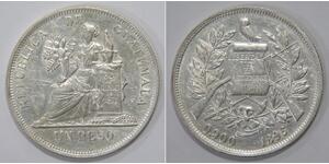 1 Peso Republic of Guatemala (1838 - ) Silver 