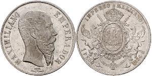 1 Peso Second Mexican Empire (1864 - 1867) Silver Maximilian I of Mexico (1832 - 1867)