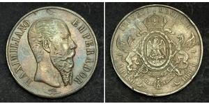 1 Peso 墨西哥第二帝國 (1864 - 1867) 銀 Maximilian I of Mexico (1832 - 1867)