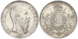 1 Peso 墨西哥第二帝國 (1864 - 1867) 銀 Maximilian I of Mexico (1832 - 1867)
