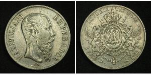 1 Peso 墨西哥第二帝國 (1864 - 1867) 銀 Maximilian I of Mexico (1832 - 1867)