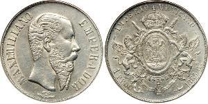1 Peso 墨西哥第二帝國 (1864 - 1867) 銀 Maximilian I of Mexico (1832 - 1867)