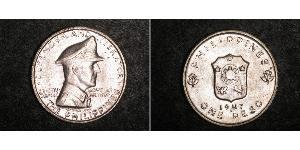 1 Peso 菲律宾 銀 Douglas MacArthur (1880 - 1964) 