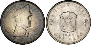 1 Peso 菲律宾 銀 Douglas MacArthur (1880 - 1964) 