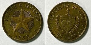 1 Peso Cuba (1898 - ) 黃銅 