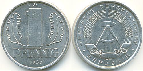 1 Pfennig Repubblica Democratica Tedesca (1949-1990) Alluminio 