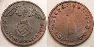 1 Pfennig Alemania nazi (1933-1945) Bronce 