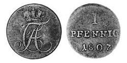 1 Pfennig Anhalt-Bernburg (1603 - 1863) Cobre Alexius Frederick Christian, Duke of Anhalt-Bernburg (1767 – 1834)