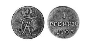 1 Pfennig Anhalt-Bernburg (1603 - 1863) Cobre Alexius Frederick Christian, Duke of Anhalt-Bernburg (1767 – 1834)