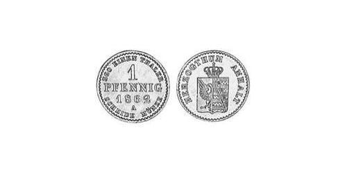 1 Pfennig Anhalt-Bernburg (1603 - 1863) Cobre Alexander Karl, Duke of Anhalt-Bernburg (1805 – 1863)