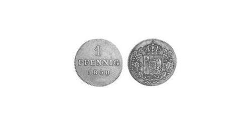 1 Pfennig Reino de Baviera (1806 - 1918) Cobre Maximiliano II de Baviera(1811 - 1864)