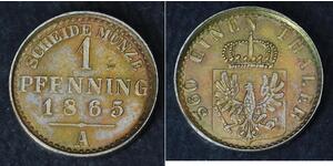 1 Pfennig Reino de Prusia (1701-1918) Cobre 