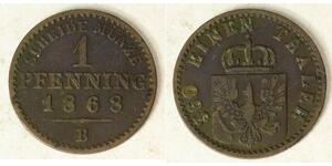 1 Pfennig Reino de Prusia (1701-1918) Cobre 