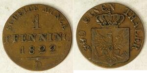 1 Pfennig Reino de Prusia (1701-1918) Cobre 