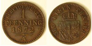 1 Pfennig Reino de Prusia (1701-1918) Cobre 