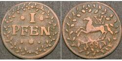 1 Pfennig States of Germany Cobre 