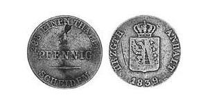 1 Pfennig Anhalt-Bernburg (1603 - 1863) Copper Alexander Karl, Duke of Anhalt-Bernburg (1805 – 1863)
