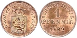 1 Pfennig Grand-duché de Hesse (1806 - 1918) Cuivre Louis III de Hesse