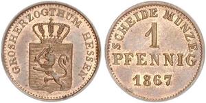 1 Pfennig Grand-duché de Hesse (1806 - 1918) Cuivre Louis III de Hesse