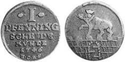 1 Pfennig Anhalt-Bernburg (1603 - 1863) Rame Vittorio Federico di Anhalt-Bernburg(1700 – 1765)