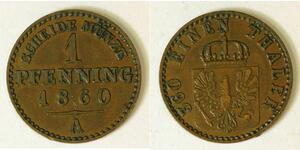 1 Pfennig Regno di Prussia (1701-1918) Rame 
