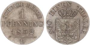 1 Pfennig Regno di Prussia (1701-1918) Rame 