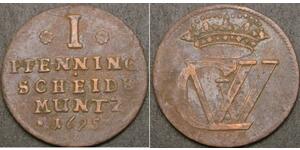 1 Pfennig Stati federali della Germania Rame 