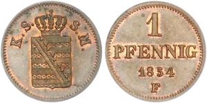1 Pfennig Stati federali della Germania Rame 