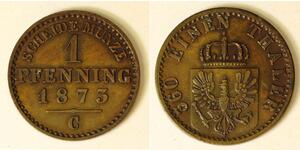 1 Pfennig 普魯士王國 (1701 - 1918) 銅 