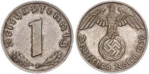 1 Pfennig 納粹德國 (1933 - 1945) 青铜 