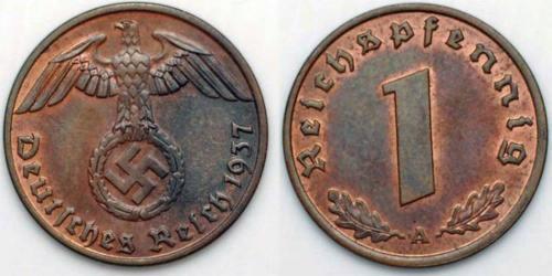 1 Pfennig 納粹德國 (1933 - 1945) 青铜 