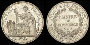 1 Piastre Indocina francese (1887-1954) Argento 