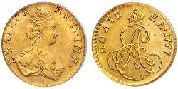 1 Poltina / 1/2 Ruble Russian Empire (1720-1917) Gold Catherine II (1729-1796)