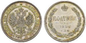 1 Poltina / 1/2 Ruble 俄罗斯帝国 (1721 - 1917) 銀 亚历山大二世 (俄国) (1818-1881)