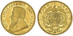 1 Pond South Africa (1910 - ) Gold Paul Kruger (1825 - 1904)