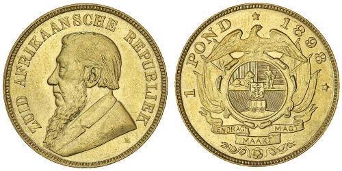 1 Pond Sudáfrica Oro Paul Kruger (1825 - 1904)