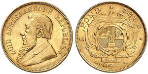 1 Pond Sudáfrica (1910 - ) Oro Paul Kruger (1825 - 1904)