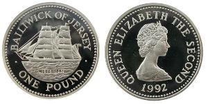 1 Pound Baliato di Jersey (1066 - ) Argento Elisabetta II (1926-2022)