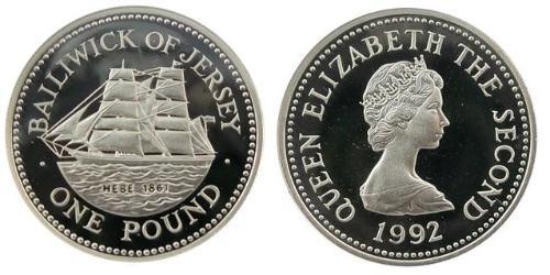 1 Pound Baliato di Jersey (1066 - ) Argento Elisabetta II (1926-2022)