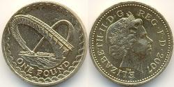 1 Pound Feriind Kiningrik (1922-) Nickel/Laiton Elizabeth II (1926-2022)