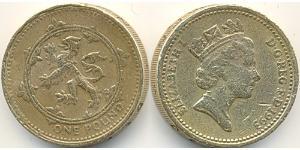 1 Pound Feriind Kiningrik (1922-) Nickel/Laiton Elizabeth II (1926-2022)