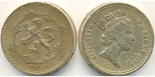 1 Pound Feriind Kiningrik (1922-) Nickel/Laiton Elizabeth II (1926-2022)