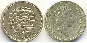 1 Pound Reino Unido (1922-) Níquel/Latón Isabel II (1926-2022)