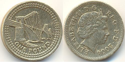 1 Pound Regno Unito (1922-) Ottone/Nichel Elisabetta II (1926-2022)
